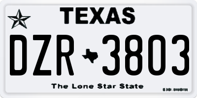 TX license plate DZR3803