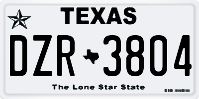TX license plate DZR3804