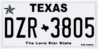 TX license plate DZR3805