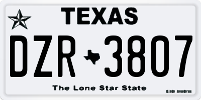 TX license plate DZR3807