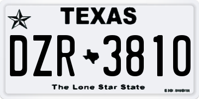 TX license plate DZR3810