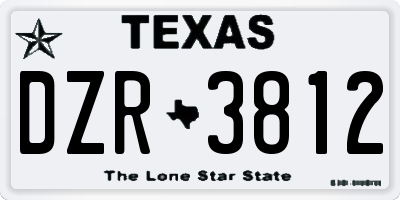 TX license plate DZR3812