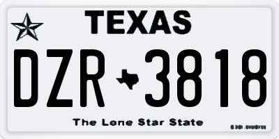 TX license plate DZR3818