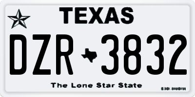 TX license plate DZR3832