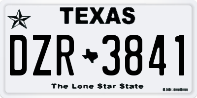 TX license plate DZR3841