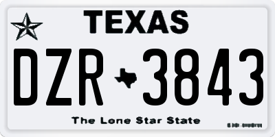 TX license plate DZR3843