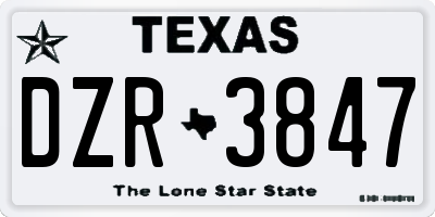 TX license plate DZR3847