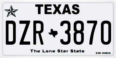 TX license plate DZR3870