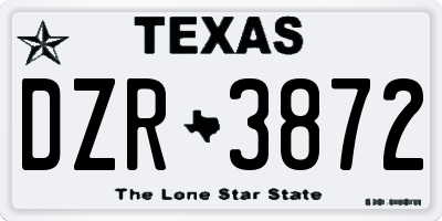 TX license plate DZR3872