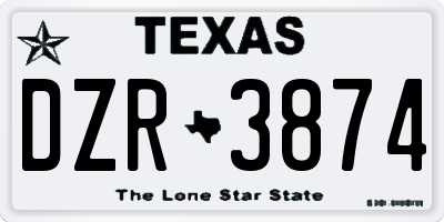 TX license plate DZR3874