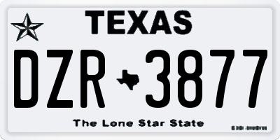 TX license plate DZR3877