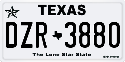 TX license plate DZR3880