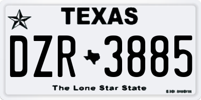 TX license plate DZR3885