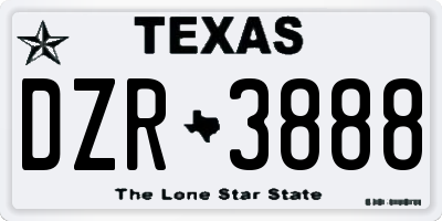 TX license plate DZR3888