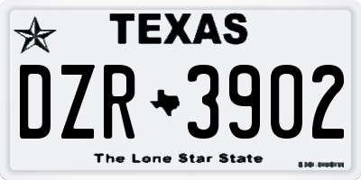 TX license plate DZR3902