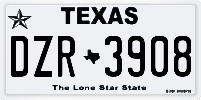 TX license plate DZR3908