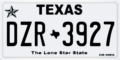 TX license plate DZR3927