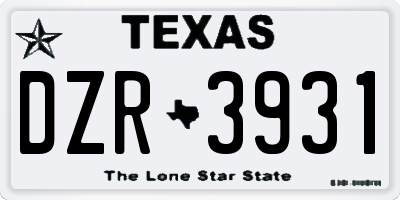 TX license plate DZR3931