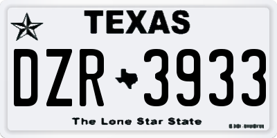TX license plate DZR3933
