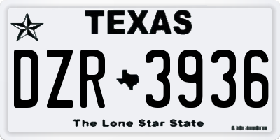 TX license plate DZR3936