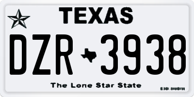 TX license plate DZR3938