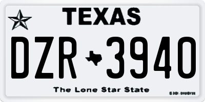 TX license plate DZR3940