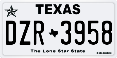 TX license plate DZR3958