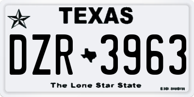 TX license plate DZR3963