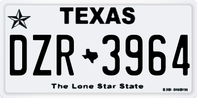 TX license plate DZR3964