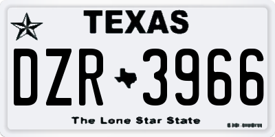 TX license plate DZR3966