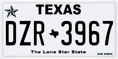 TX license plate DZR3967