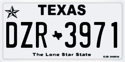 TX license plate DZR3971