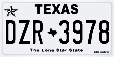 TX license plate DZR3978