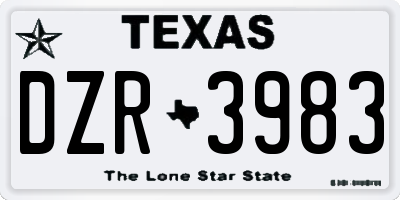 TX license plate DZR3983