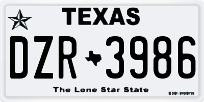 TX license plate DZR3986