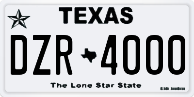 TX license plate DZR4000