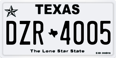 TX license plate DZR4005