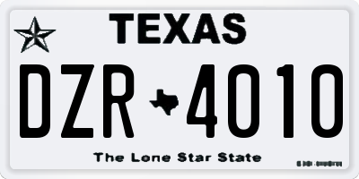 TX license plate DZR4010