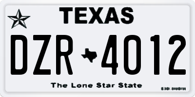 TX license plate DZR4012