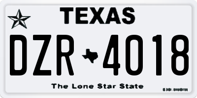 TX license plate DZR4018
