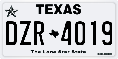 TX license plate DZR4019