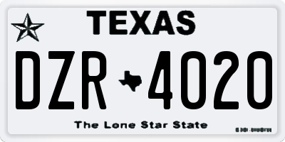 TX license plate DZR4020