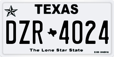 TX license plate DZR4024