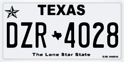 TX license plate DZR4028