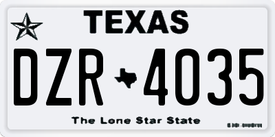 TX license plate DZR4035