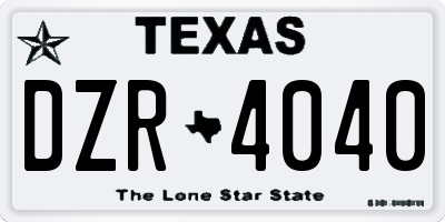 TX license plate DZR4040