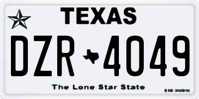 TX license plate DZR4049