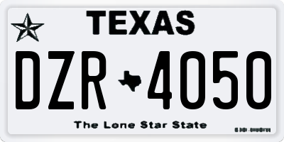 TX license plate DZR4050