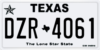TX license plate DZR4061