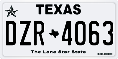 TX license plate DZR4063